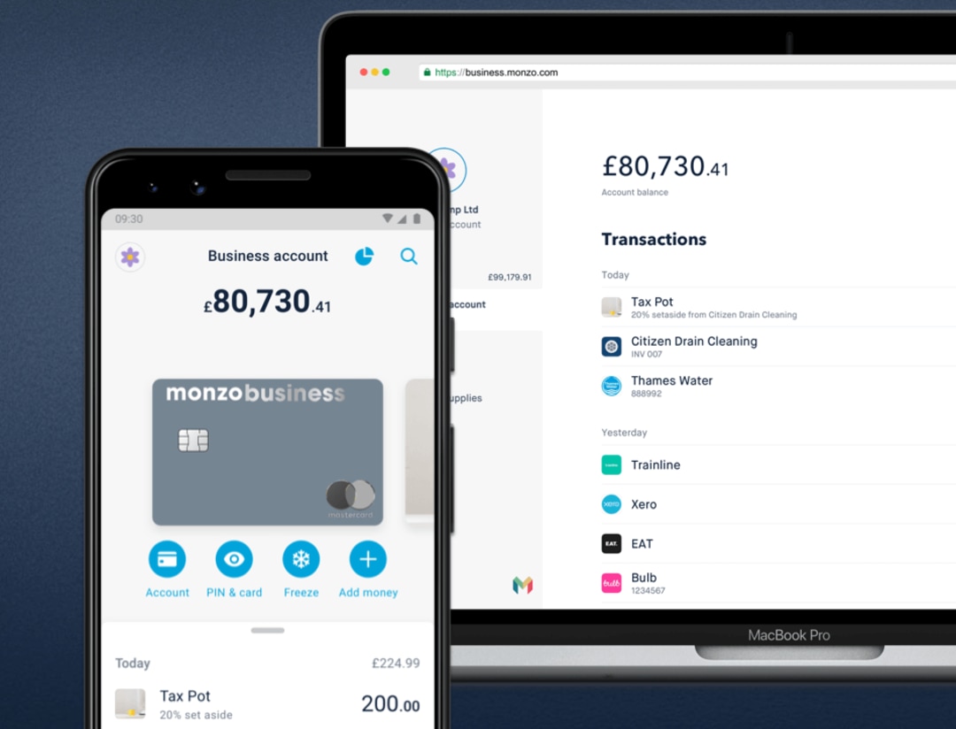 Monzo Business web and mobile app Monzo Business web vs mobile app