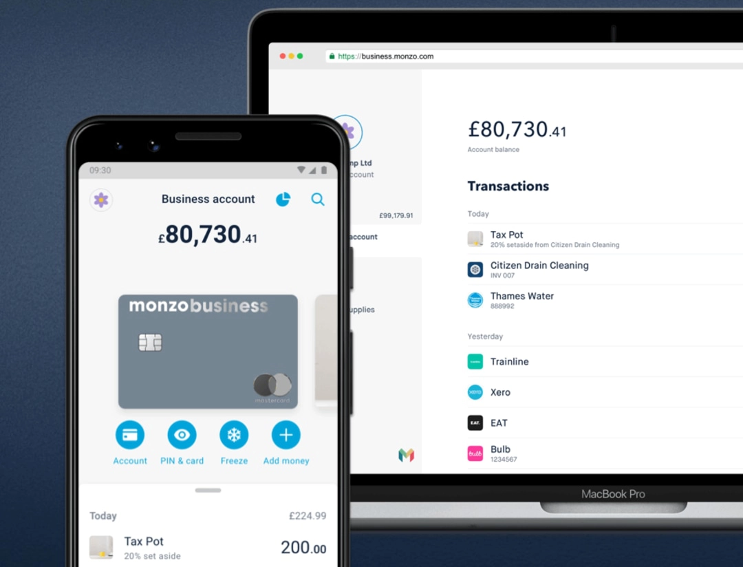 Monzo Business web and mobile app Monzo Business web vs mobile app