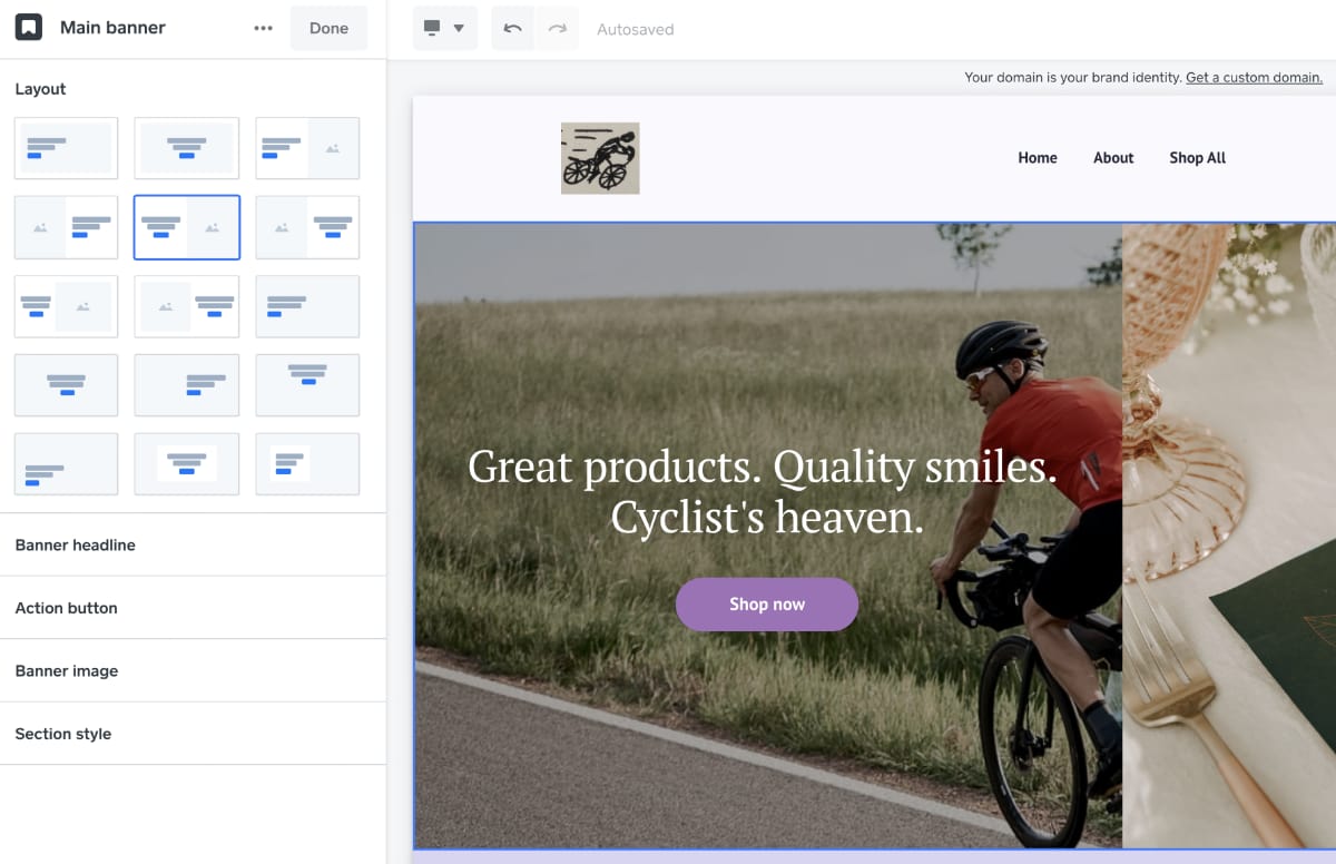 Square Online Store header settings Square Online Store header settings