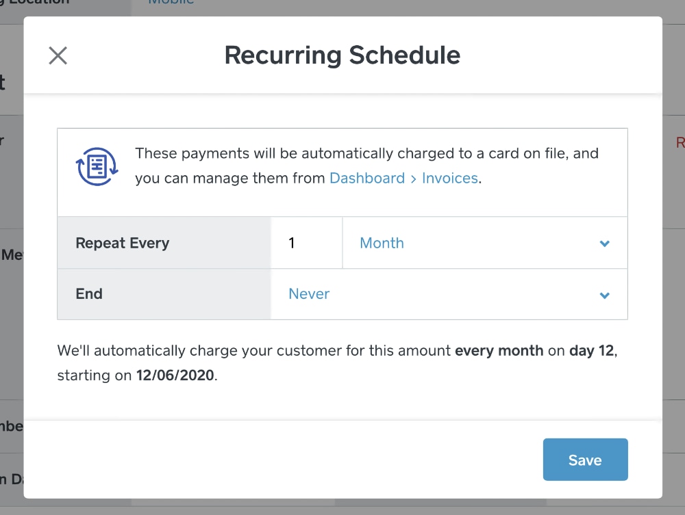 Square recurring payments