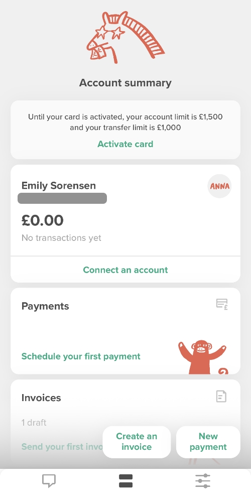 ANNA app – account summary ANNA app account summary