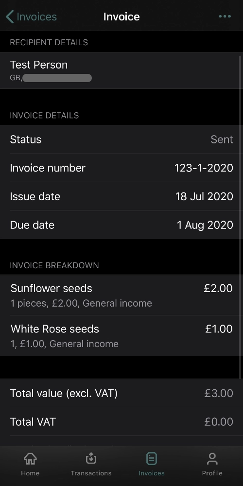 Holvi app – create invoice Holvi app invoice creation