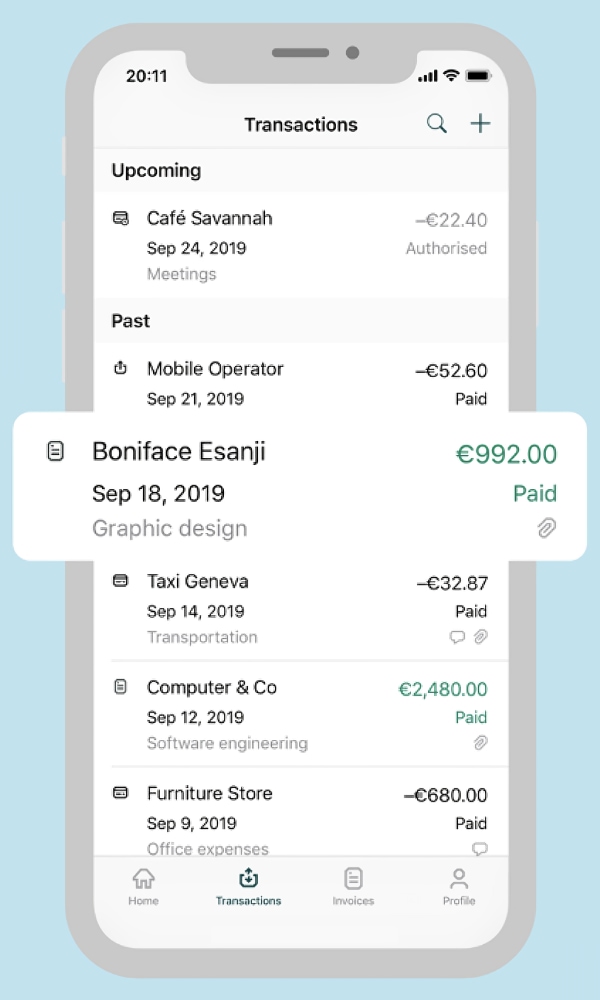 Holvi transactions in app Holvi transactions in app
