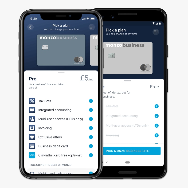 Monzo Business Free vs Pro plans Monzo Business Free vs Pro plans