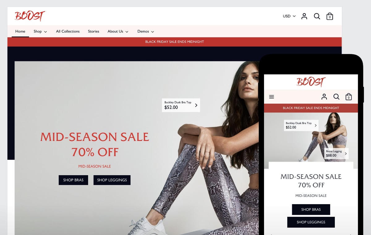 Shopify responsive online store