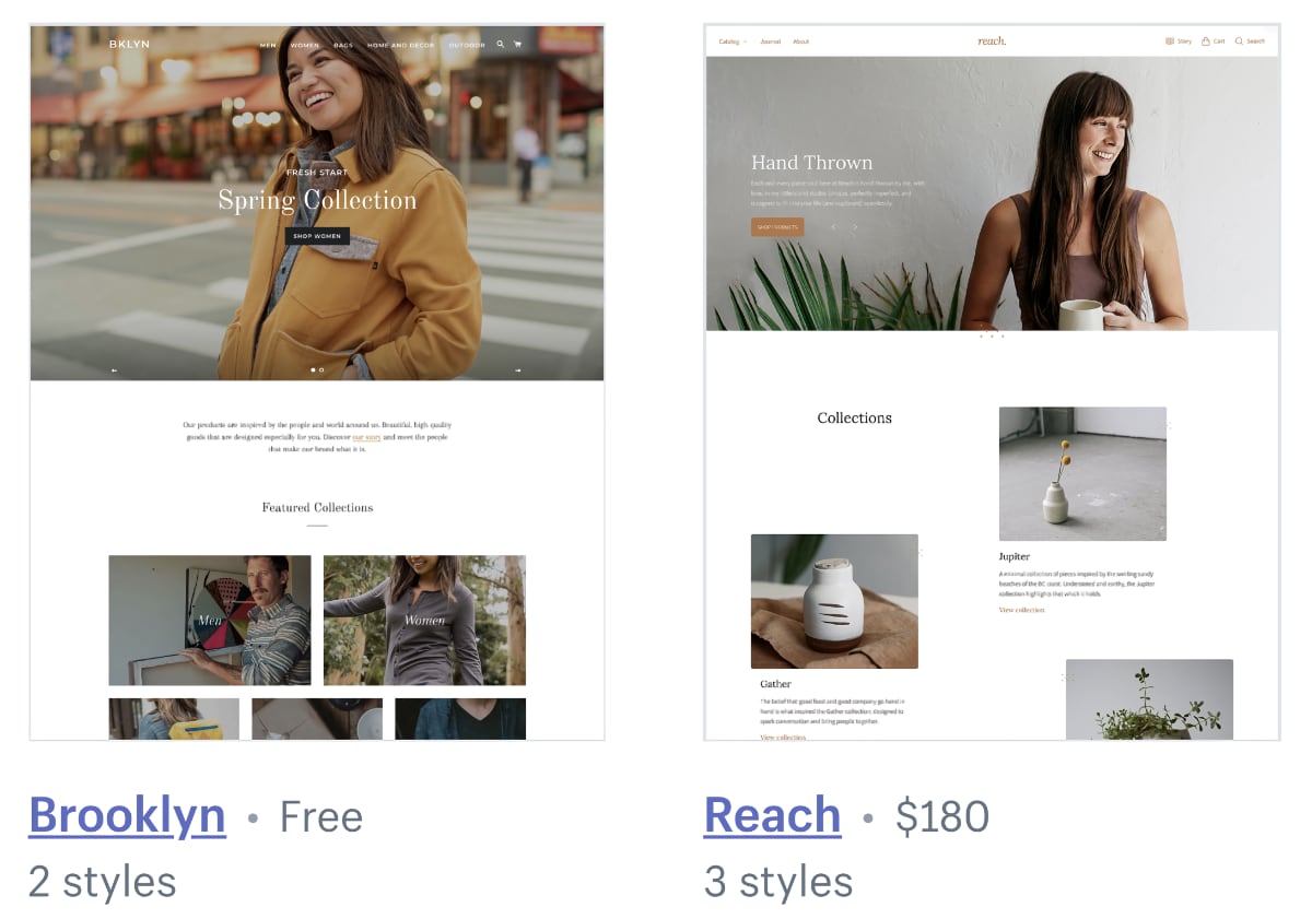 Shopify theme examples Shopify themes