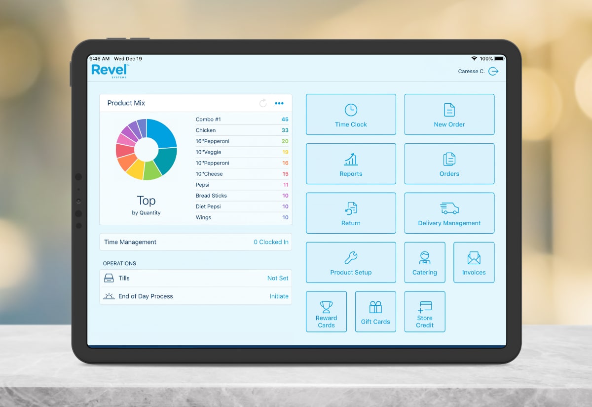 Revel Systems app on iPad Revel Systems app