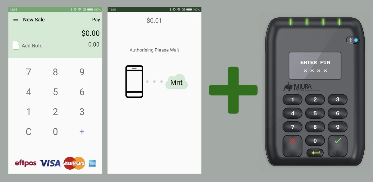 Mint mPOS app and EFTPOS reader Mint mPOS app reader