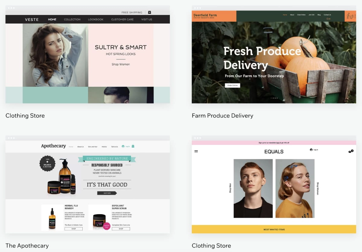 Wix ecommerce themes Wix ecommerce themes