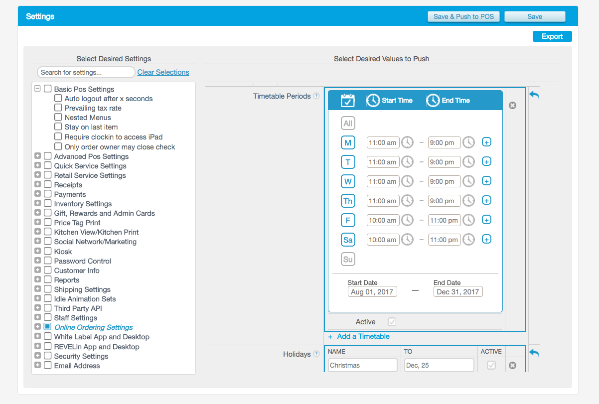 Revel POS online ordering settings Revel POS online ordering settings