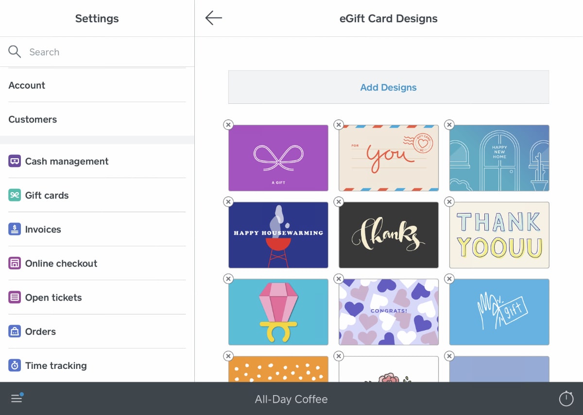 Square gift cards