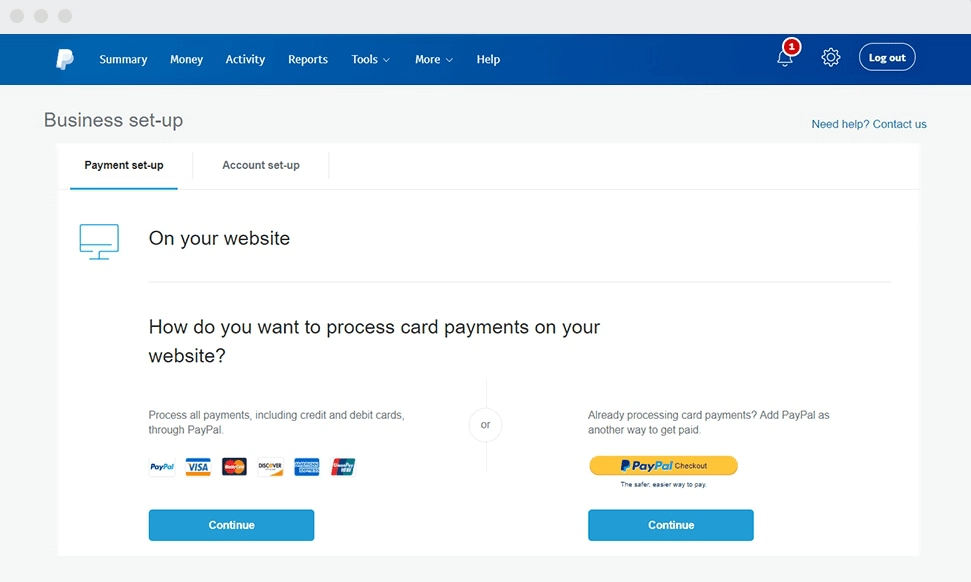 PayPal online checkout options