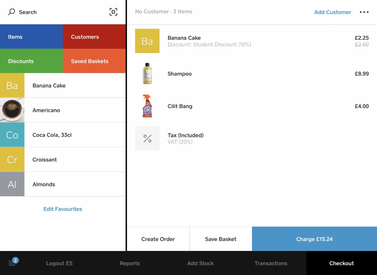 Square for Retail checkout on iPad Square for Retail checkout