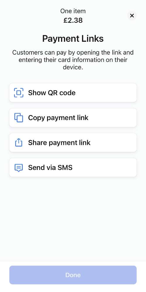 SumUp Payment Links menu