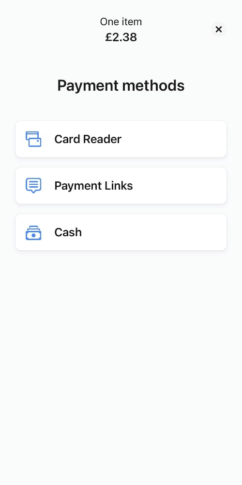 SumUp payment methods in app