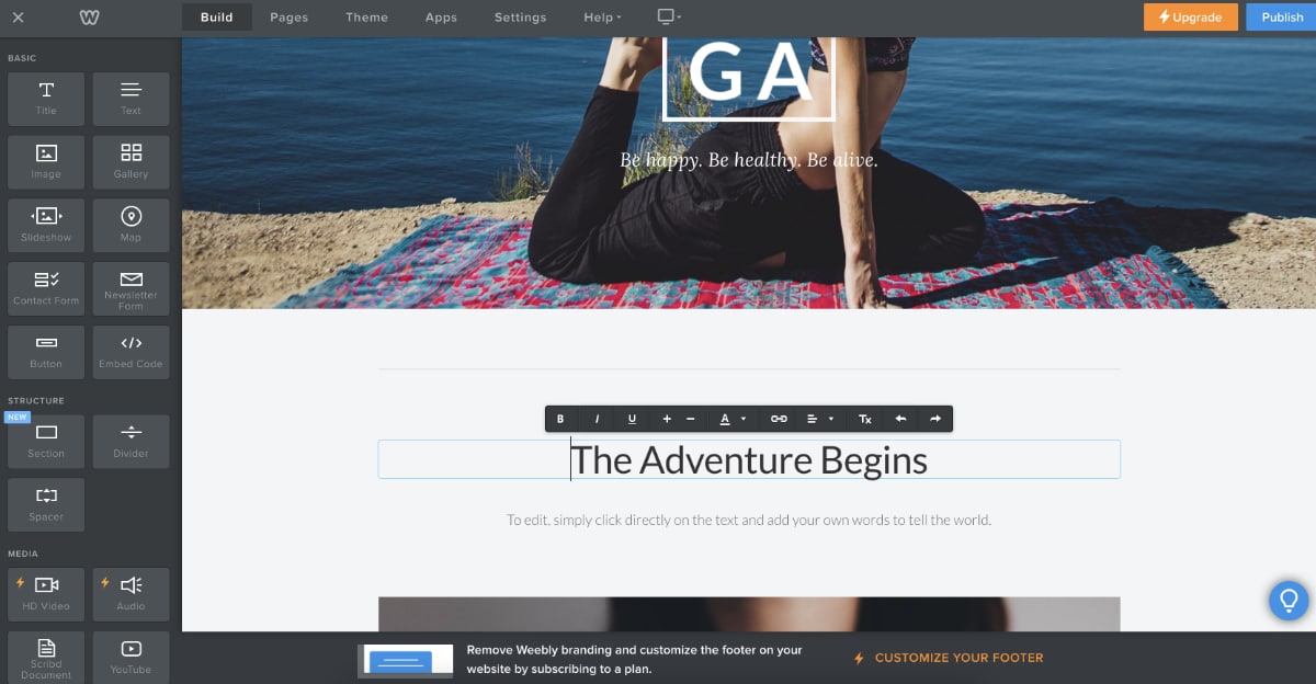 Weebly drag-and-drop builder Weebly editor