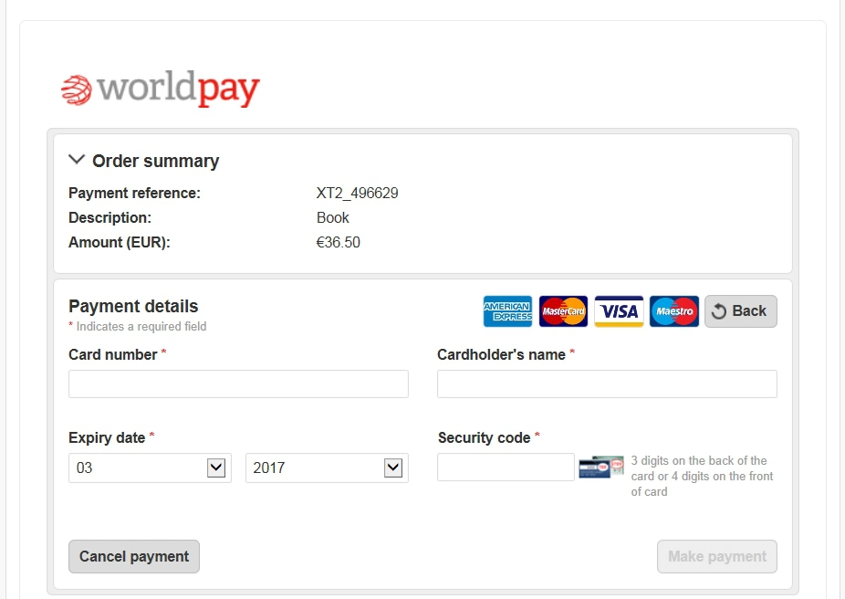 Worldpay online payment gateway