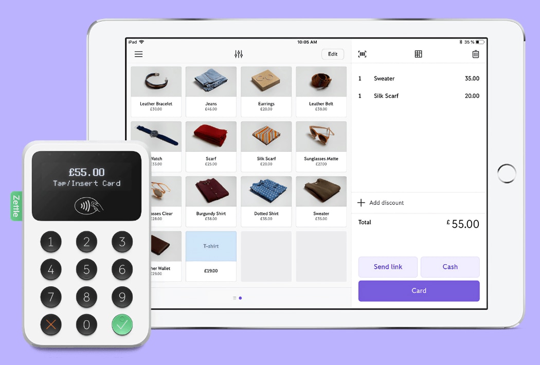 Zettle Go app on iPad Zettle Go app