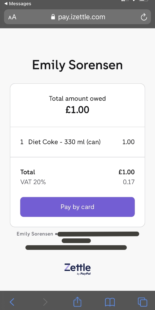 Zettle Payment Link checkout