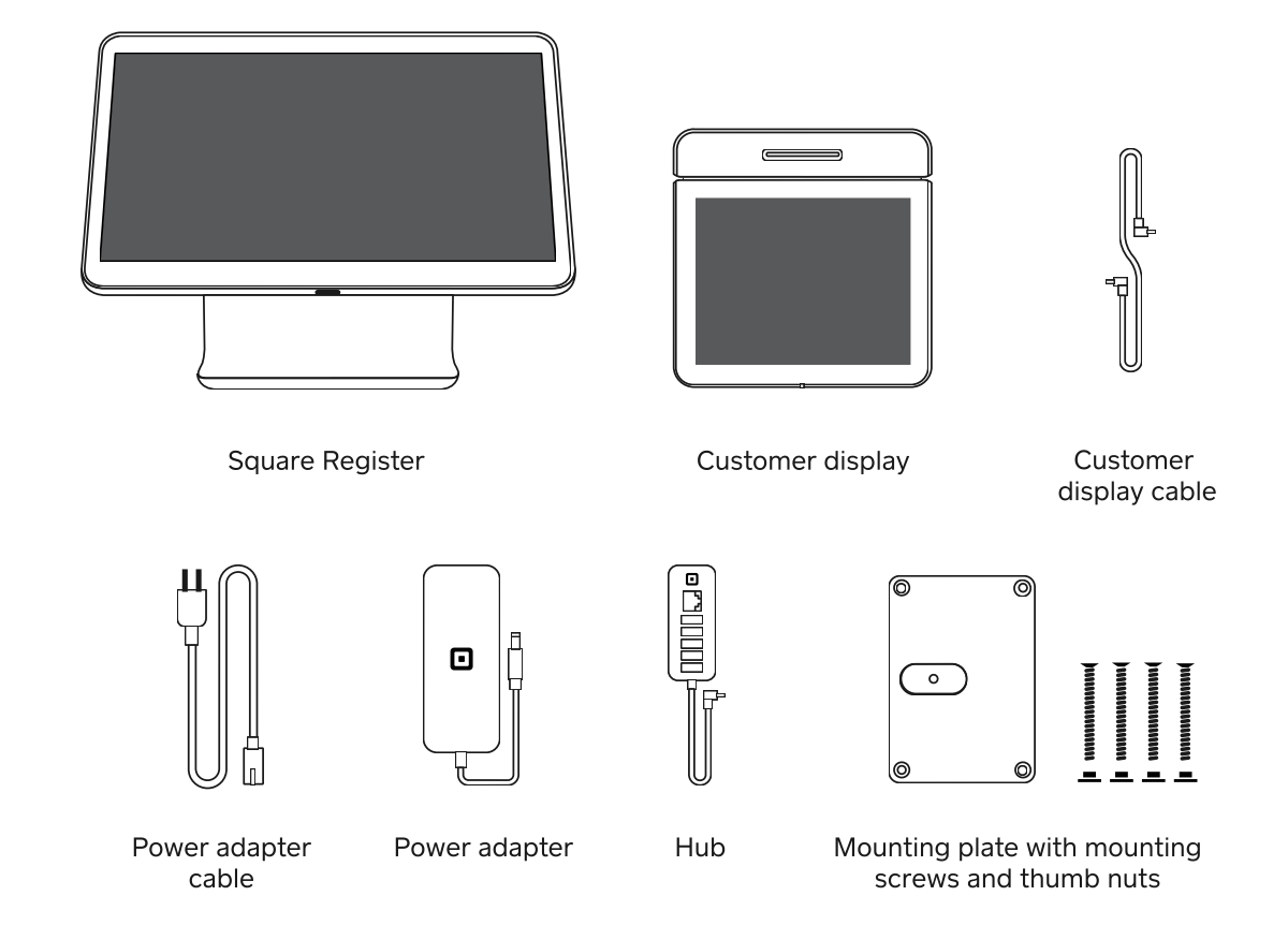 Square Register box contents Square Register box contents