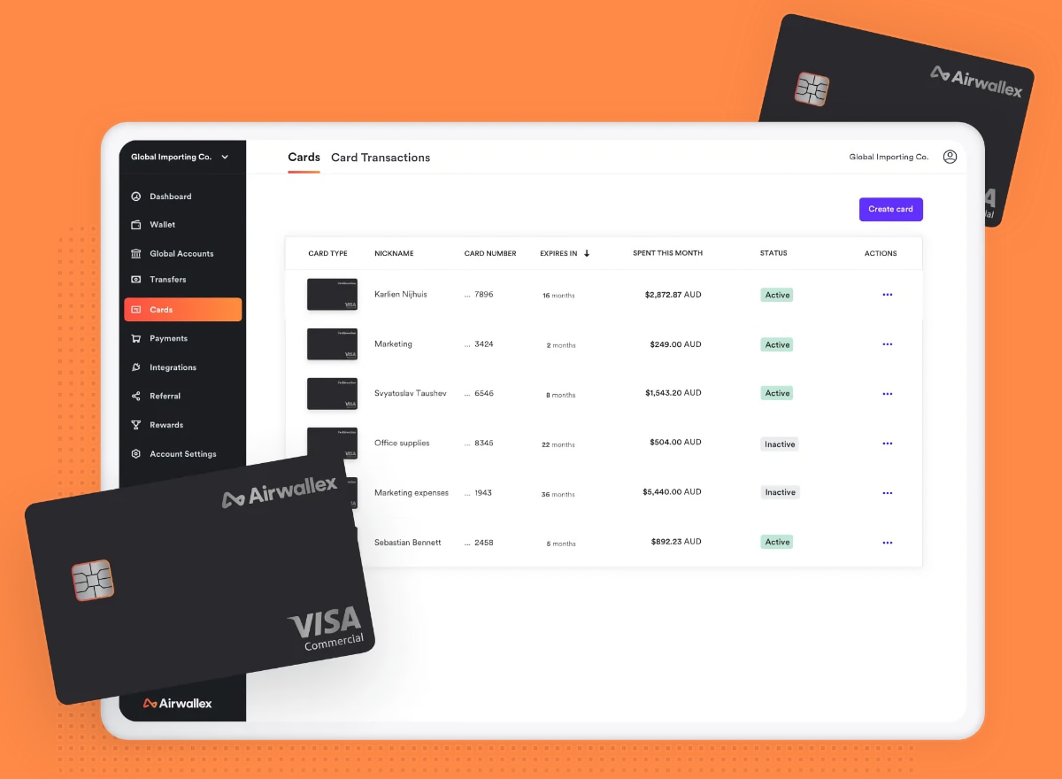 Airwallex account cards Airwallex debit card