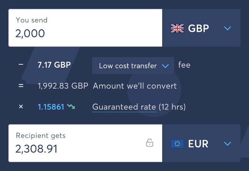 Wise transfer fee calculator