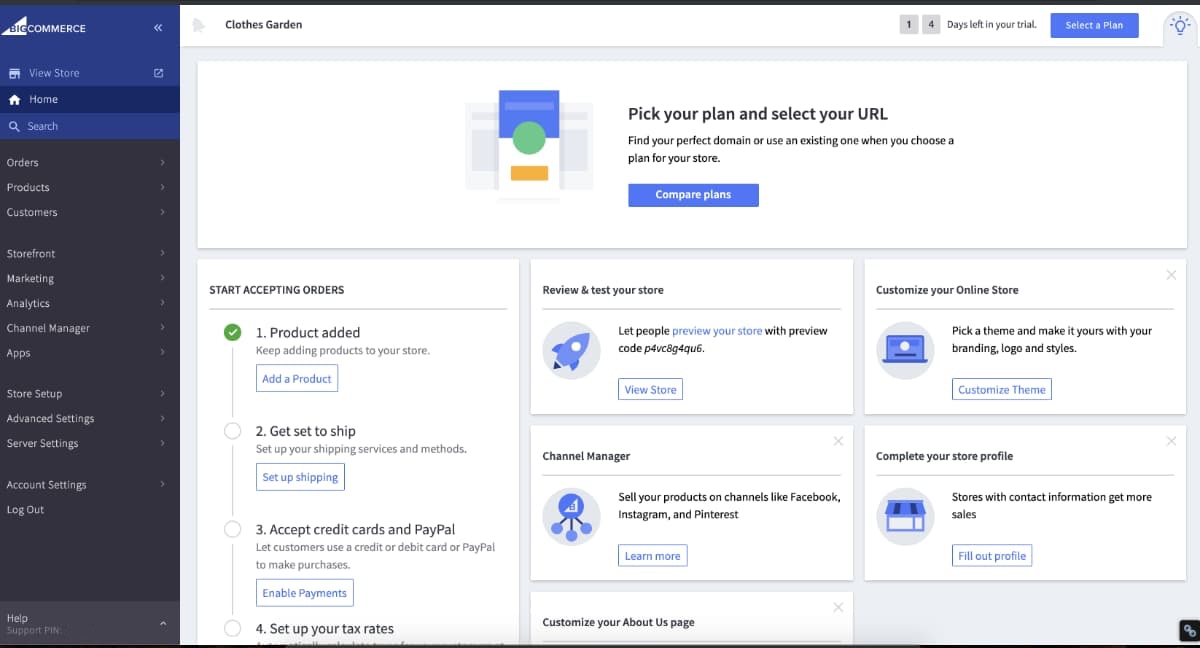 BigCommerce Australia dashboard BigCommerce Australia dashboard