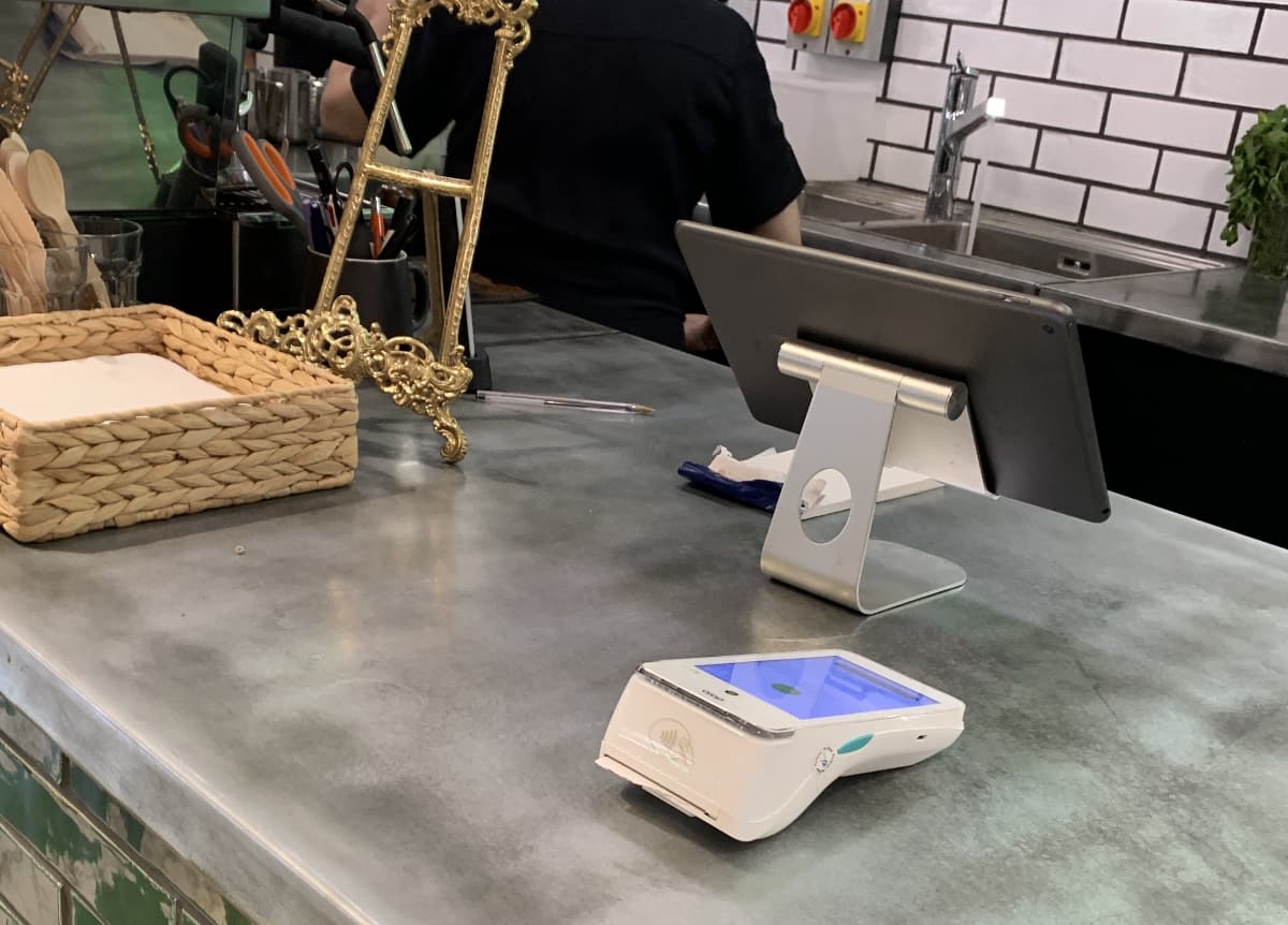 Dojo card machine in a London cafe