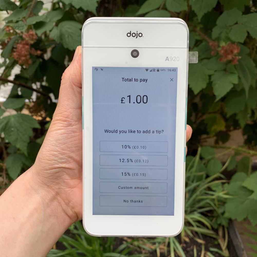 Dojo Go tipping screen Dojo Go tipping screen