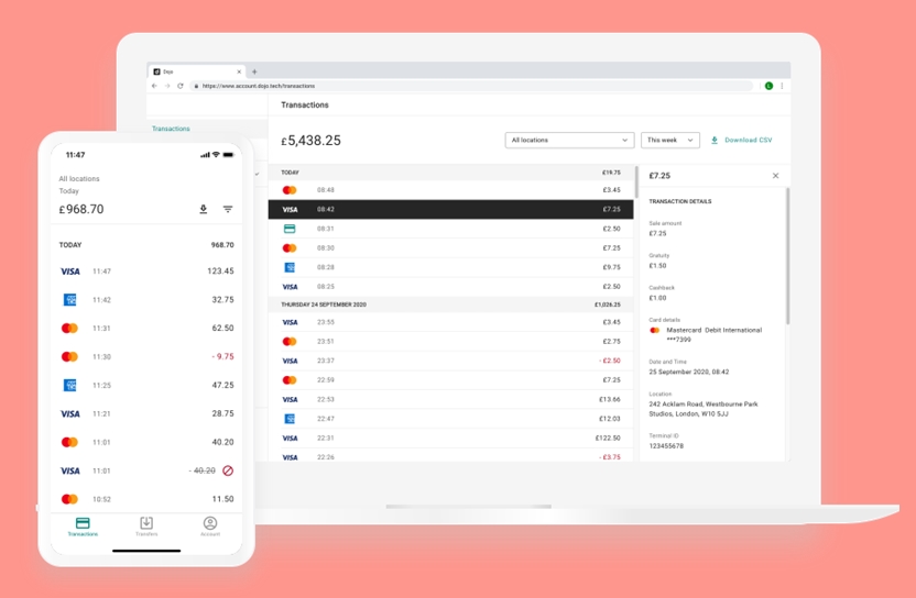 Dojo reporting app and web portal Dojo app