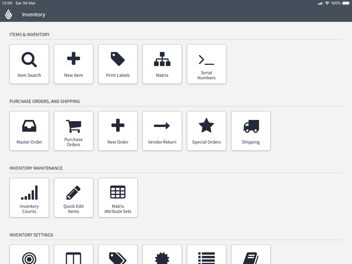 Lightspeed Retail inventory dashboard