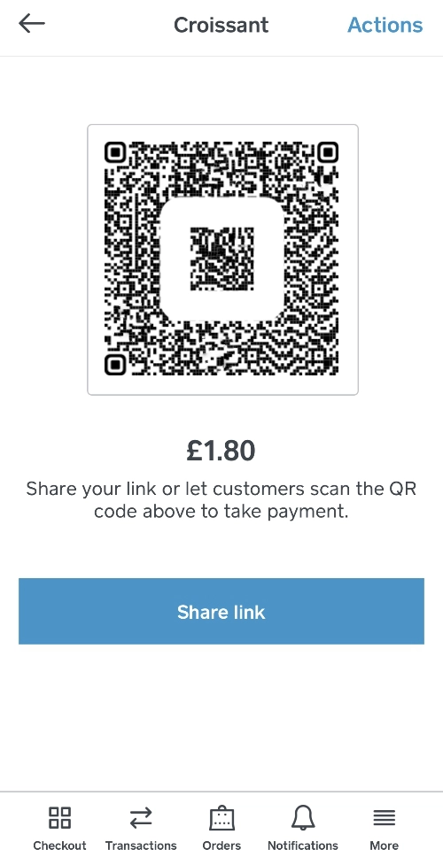Square QR code in app