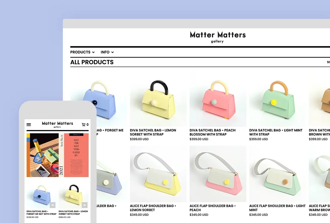 Big Cartel online store example Big Cartel store example on desktop