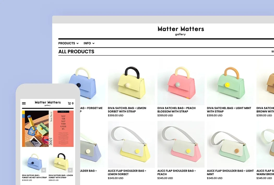 Big Cartel online store example Big Cartel store example on desktop