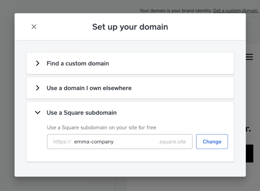 Square Online domain