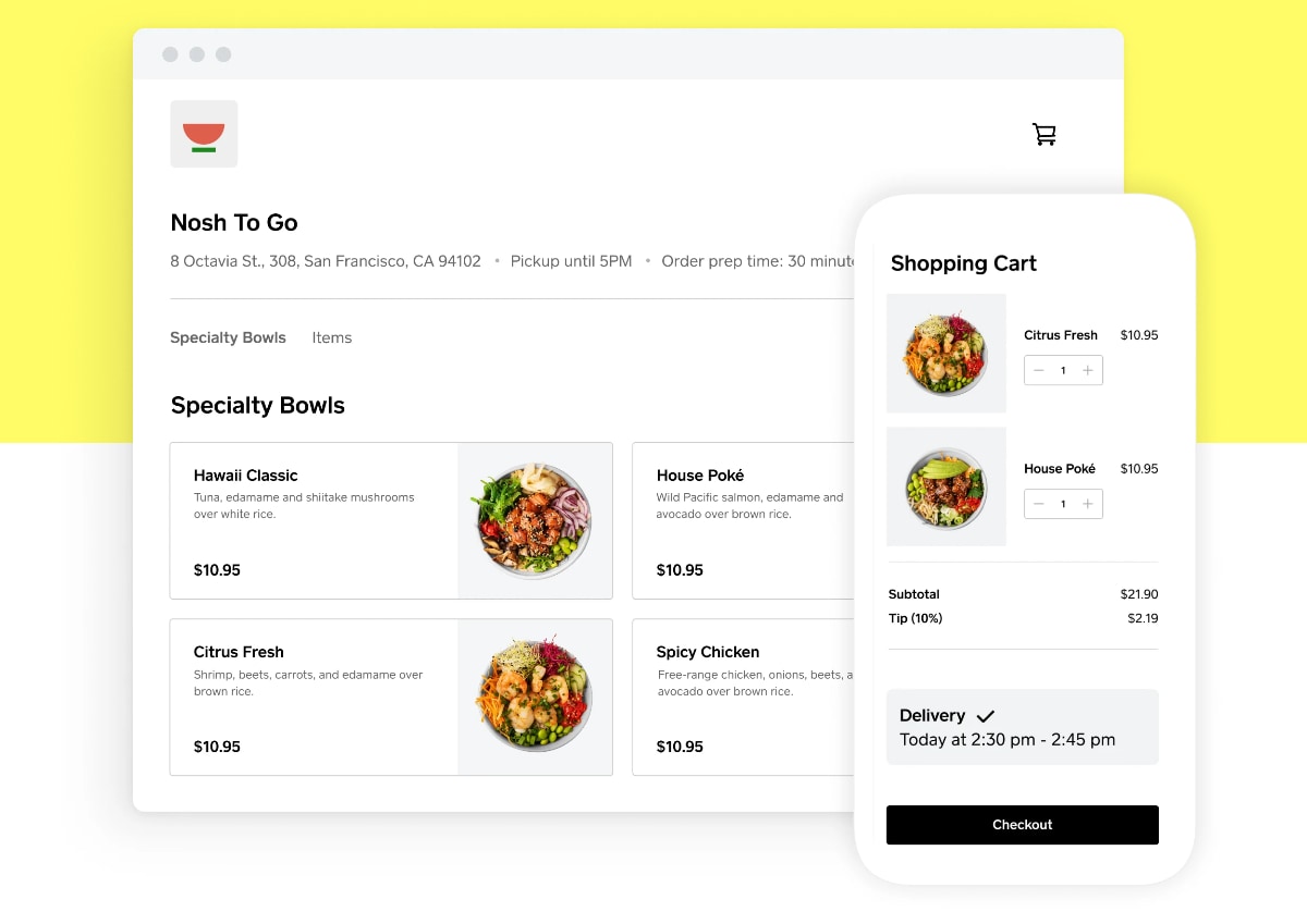 Square Online ordering menu