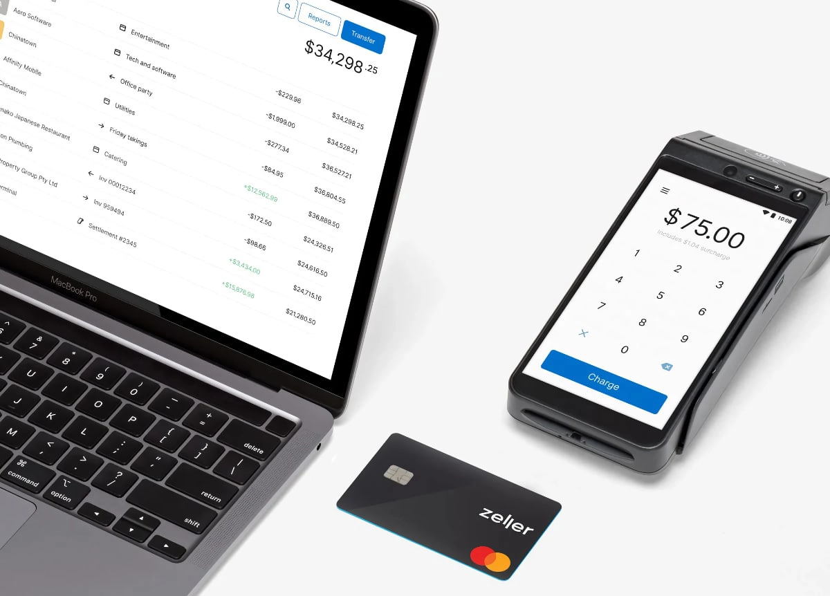 Zeller EFTPOS machine, business account and Mastercard