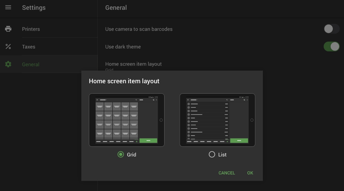 Loyverse checkout interface options Loyverse checkout settings