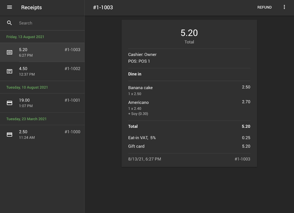 Loyverse receipts in app Loyverse app receipts