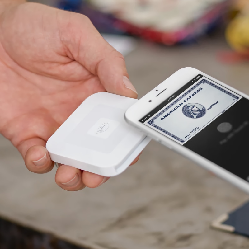 Square Reader and Apple Pay Customer paying with Apple Pay on Square Reader