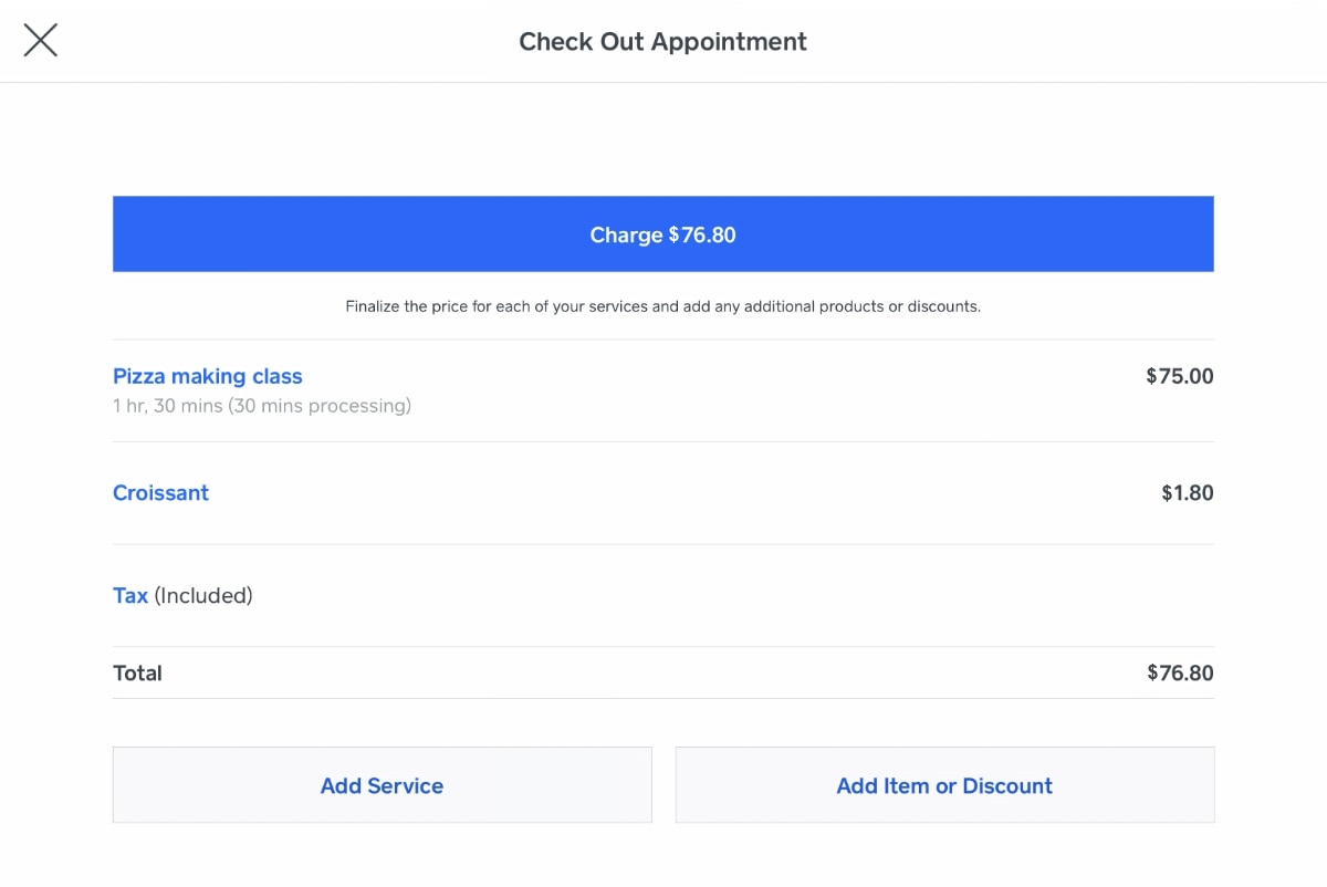 Square Appointments checkout