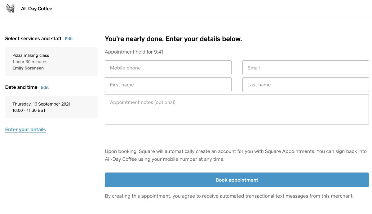 Square Appointments online booking Square Appointments online booking