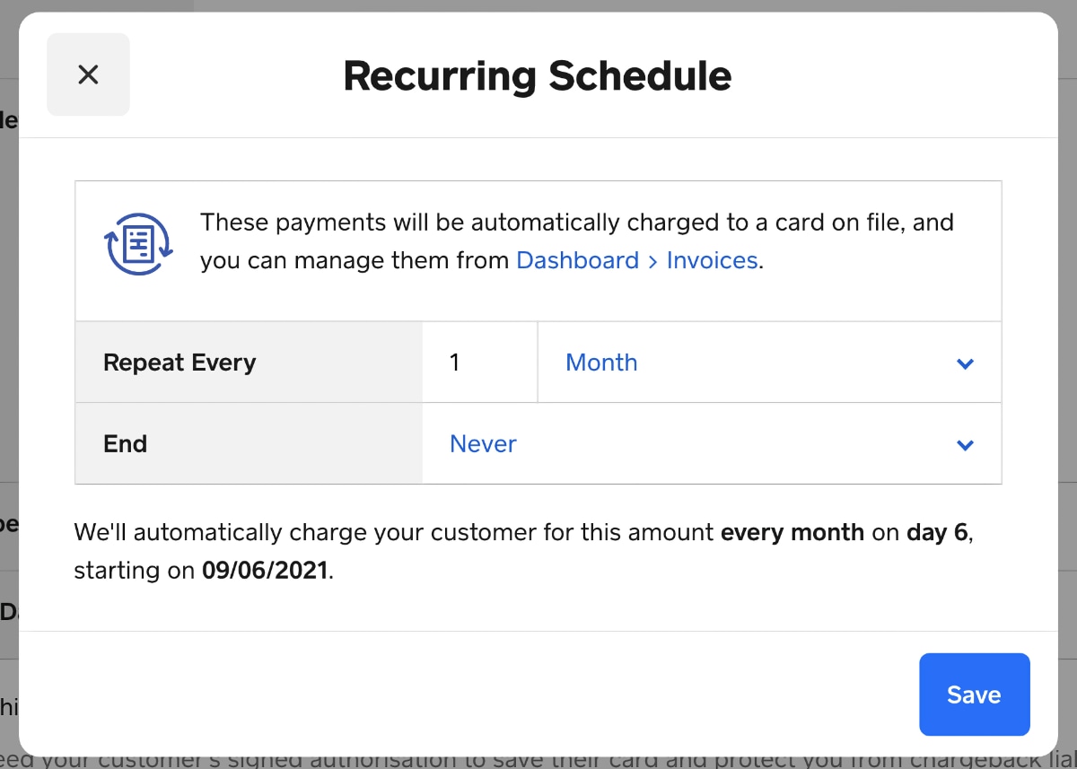 Square Virtual Terminal – recurring payment schedule Square Virtual Terminal recurring payment schedule
