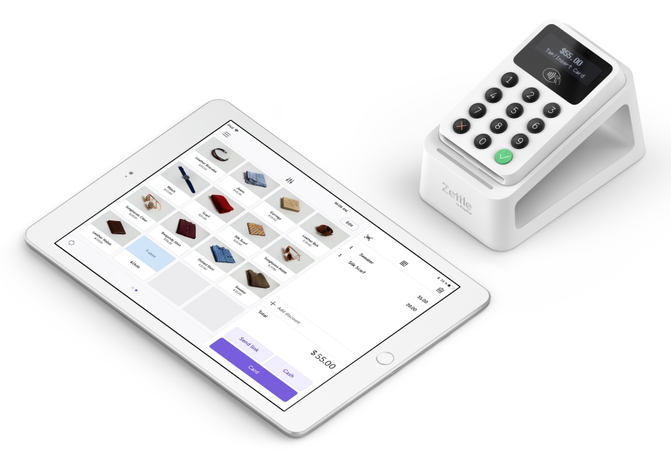 PayPal Zettle POS app on iPad with card reader PayPal Zettle iPad reader