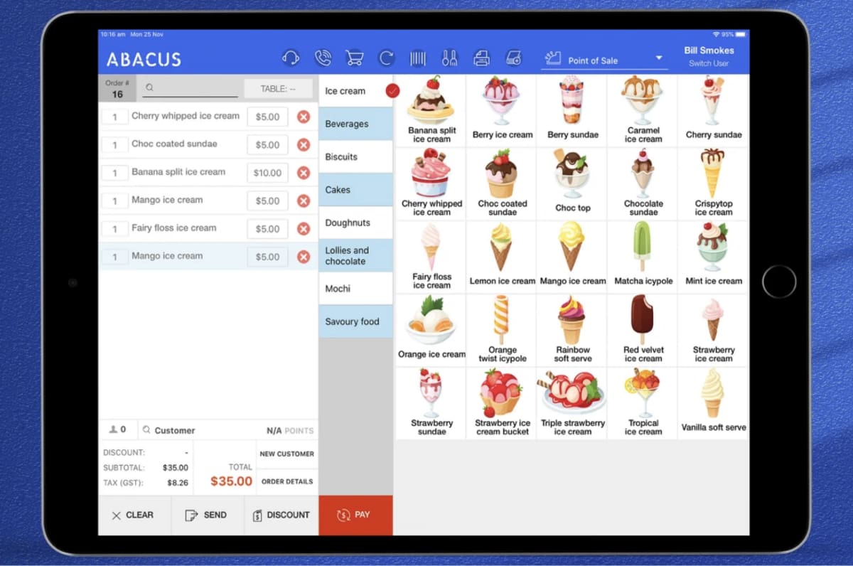 Abacus POS app on iPad