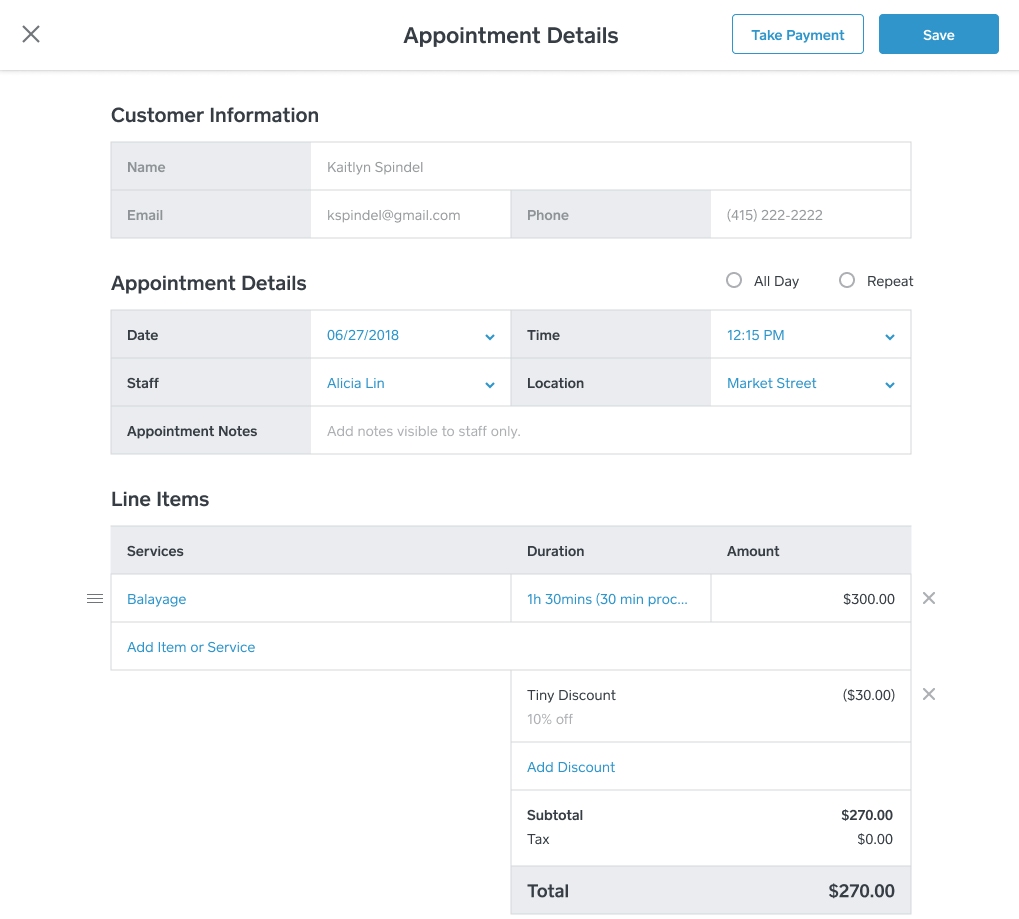 Square appointment details Square appointment details