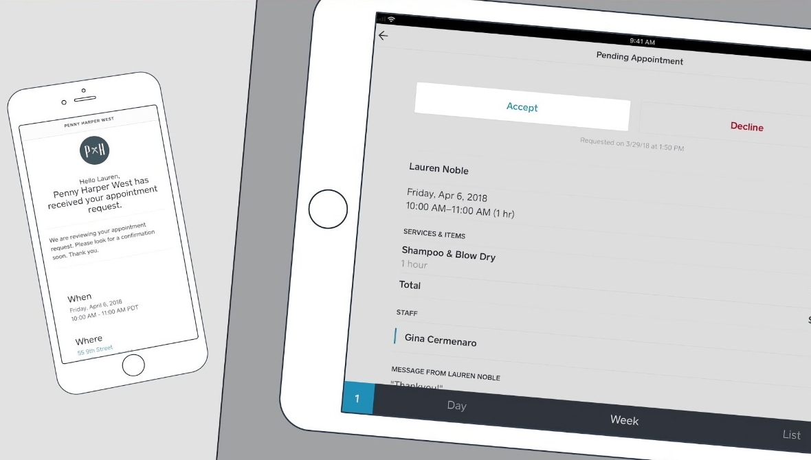 Square booking request