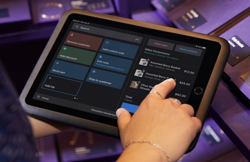 Shopify POS app on portable iPad