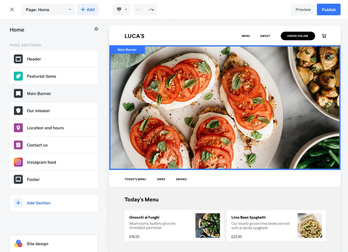 Square Online store editor