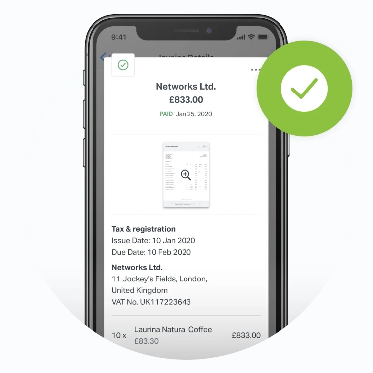 SumUp Invoice on mobile phone SumUp Invoice on phone